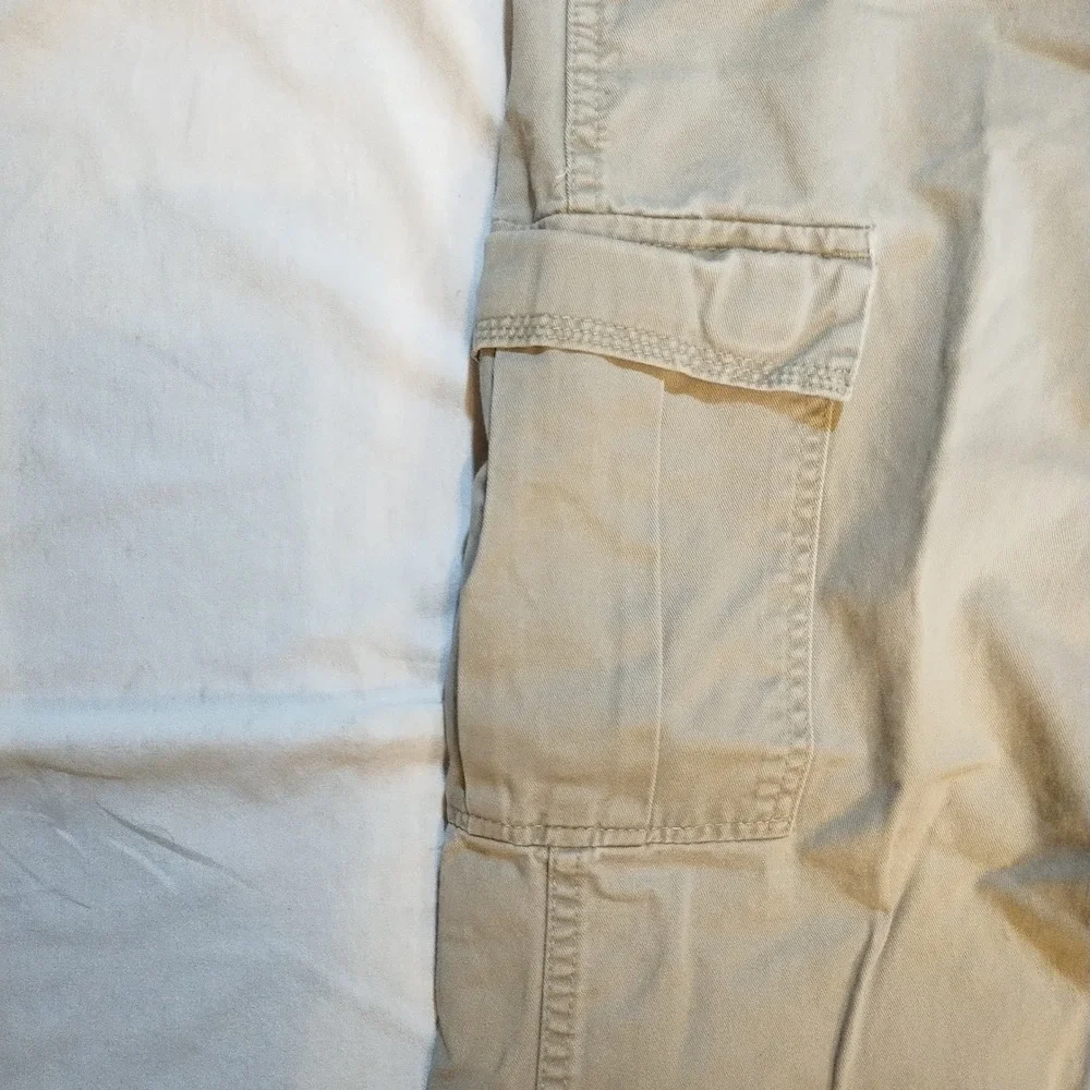 Wrangler Cargo Pants Khaki‎ Tan Mens 34x28 (Tag 34x30) Relaxed Utility GorpCore